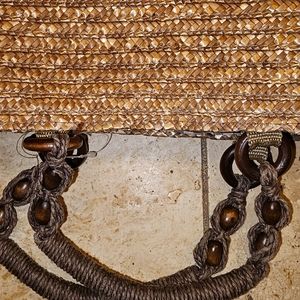 Croft and Barrow straw bag with macrame handle